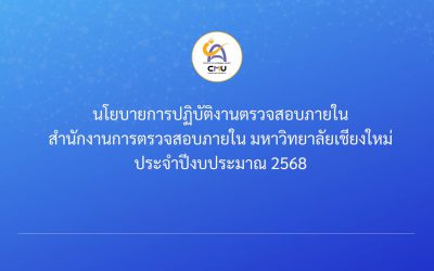 นโยบายการปฏิบัติงานตรวจสอบภายใน สำนักงานการตรวจสอบภายใน มหาวิทยาลัยเชียงใหม่ ประจำปีงบประมาณ 2568