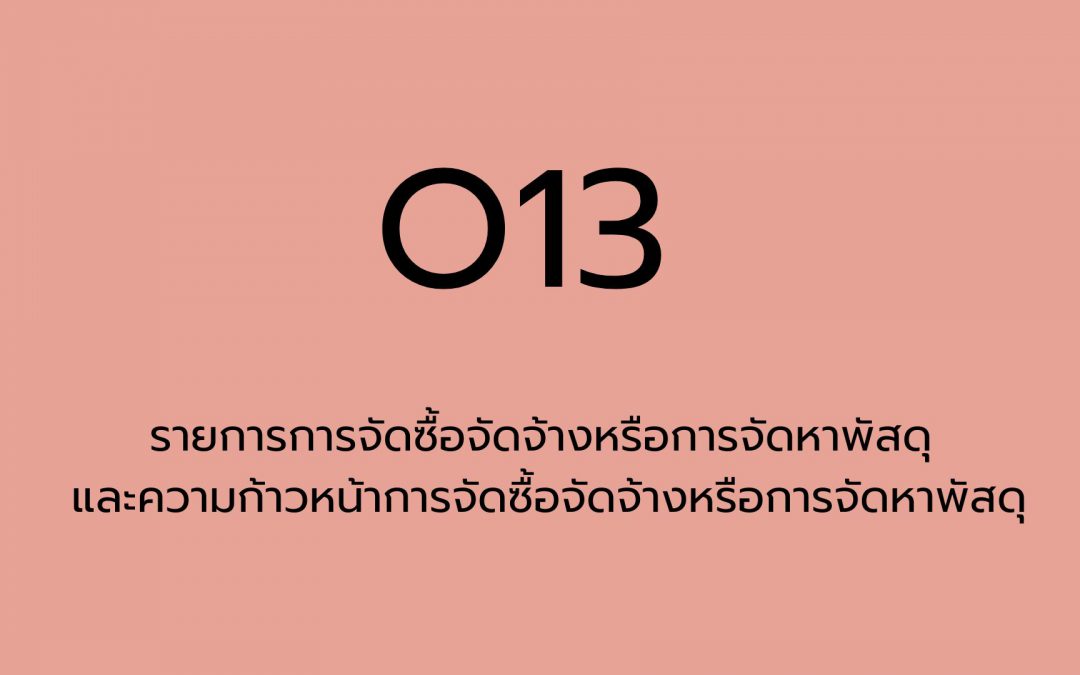 (O13) รายการจัดซื้อจัดจ้างหรือการจัดหาพัสดุและความก้าวหน้าการจัดซื้อจัดจ้างหรือการจัดหาพัสดุประจำปีพ.ศ. 2568